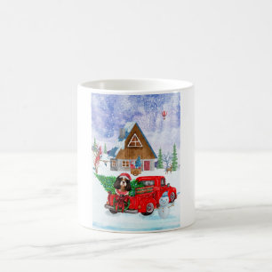 Cavalier King Dog In Christmas Delivery Truck Snow Coffee Mug