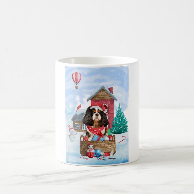 Cavalier King Dog In snow Christmas Dog House Coffee Mug (Center)