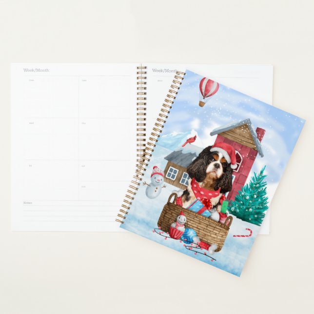 Cavalier King Dog In snow Christmas Dog House Planner (Display)