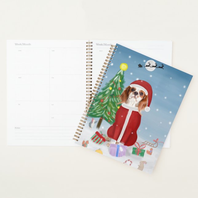 Cavalier King Dog in Snow with Christmas gifts  Planner (Display)