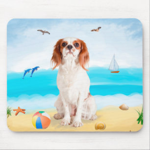 Cavalier King Dog on Beach Mouse Mat