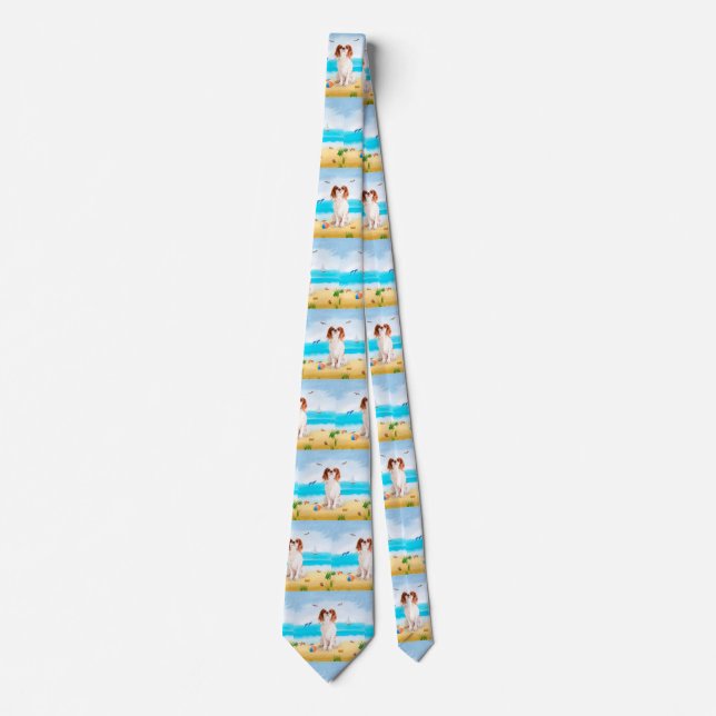Cavalier King Dog on Beach Tie (Front)