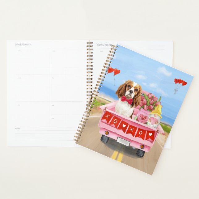 Cavalier King Dog Valentine's Day Truck Hearts Planner (Display)
