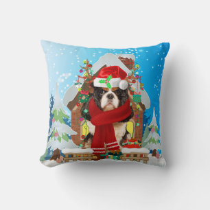 cavalier king dog with Christmas gifts Cushion