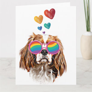 Cavalier King Dog with Hearts Valentine's Day Card