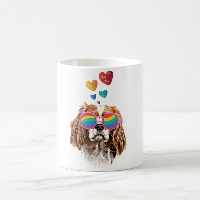 Cavalier King Dog with Hearts Valentine's Day  Coffee Mug (Center)