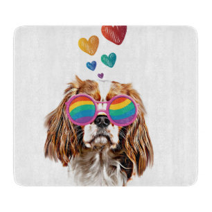 Cavalier King Dog with Hearts Valentine's Day Cutting Board