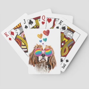 Cavalier King Dog with Hearts Valentine's Day Playing Cards