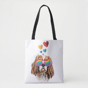 Cavalier King Dog with Hearts Valentine's Day Tote Bag