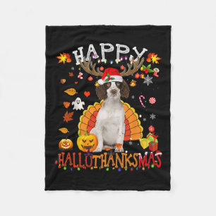 Cavalier King Halloween Christmas Dog Happy Hallot Fleece Blanket