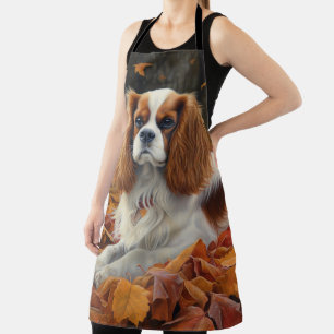 Cavalier King in Autumn Leaves Fall Inspire Apron