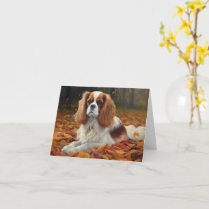 Cavalier King in Autumn Leaves Fall Inspire Card