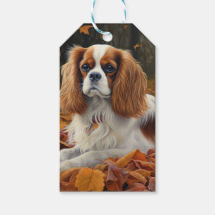 Cavalier King  in Autumn Leaves Fall Inspire  Gift Tags