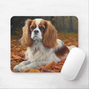 Cavalier King in Autumn Leaves Fall Inspire Mouse Mat