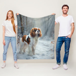 Cavalier King Let It Snow Christmas Brushed  Fleece Blanket