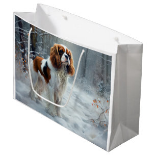 Cavalier King Let It Snow Christmas Brushed  Large Gift Bag