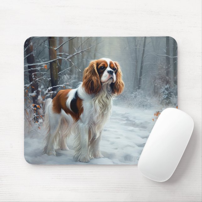 Cavalier King Let It Snow Christmas Brushed  Mouse Mat (With Mouse)
