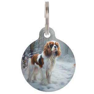 Cavalier King Let It Snow Christmas Brushed  Pet Tag