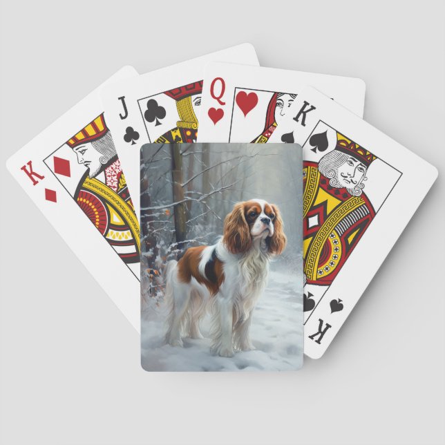 Cavalier King Let It Snow Christmas Brushed  Playing Cards (Back)