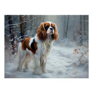 Cavalier King Let It Snow Christmas Brushed  Poster