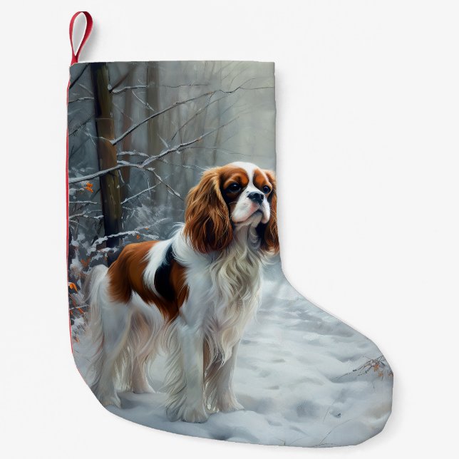 Cavalier King Let It Snow Christmas Brushed  Small Christmas Stocking (Front)