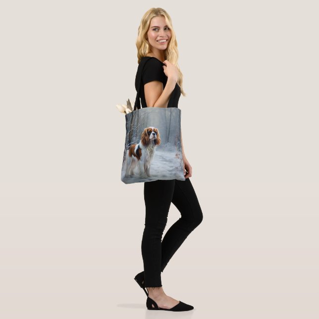 Cavalier King Let It Snow Christmas Brushed  Tote Bag (On Model)