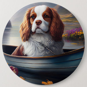 Cavalier King on a Paddle: A Scenic Adventure 6 Cm Round Badge