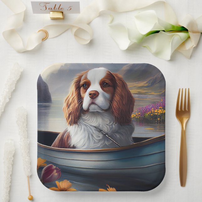 Cavalier King on a Paddle: A Scenic Adventure Paper Plate (Wedding)