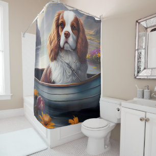 Cavalier King on a Paddle: A Scenic Adventure Shower Curtain