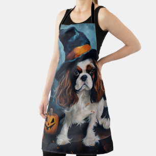 Cavalier King Pumpkins Halloween Scary  Apron