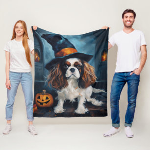 Cavalier King Pumpkins Halloween Scary  Fleece Blanket