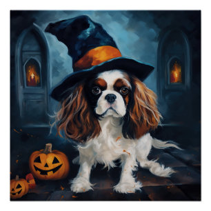 Cavalier King Pumpkins Halloween Scary  Poster