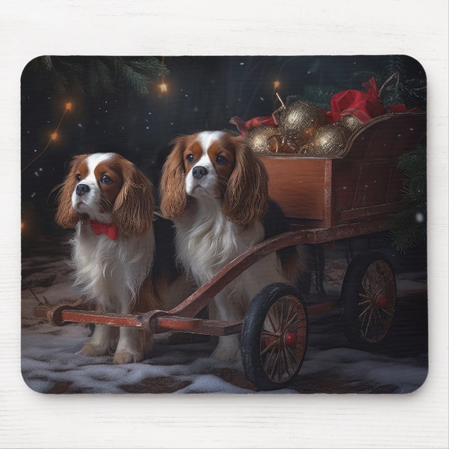 Cavalier King Snowy Sleigh Christmas Decor   Mouse Mat (Front)
