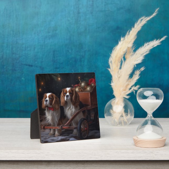 Cavalier King Snowy Sleigh Christmas Decor   Plaque (Insitu)