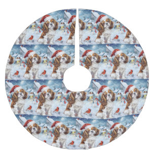 Cavalier King Winter Wonderland Christmas Joy Brushed Polyester Tree Skirt