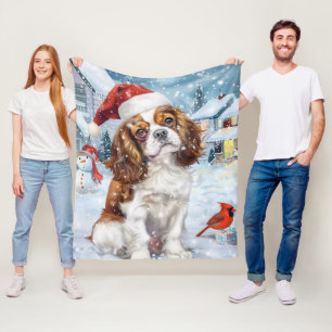 Cavalier King Winter Wonderland Christmas Joy Fleece Blanket
