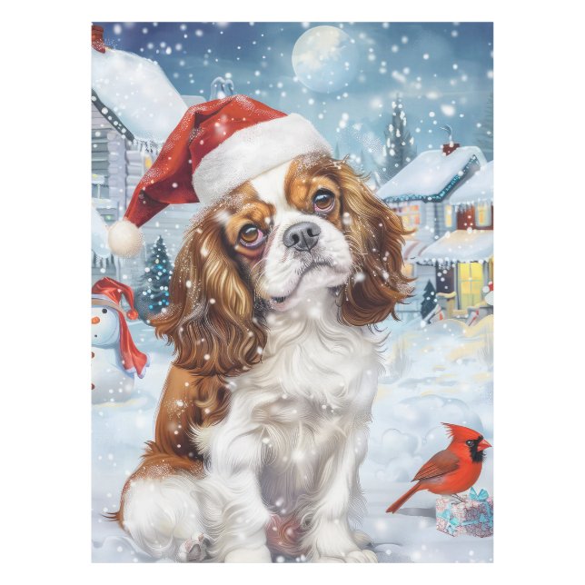 Cavalier King Winter Wonderland Christmas Joy Tablecloth (Front)