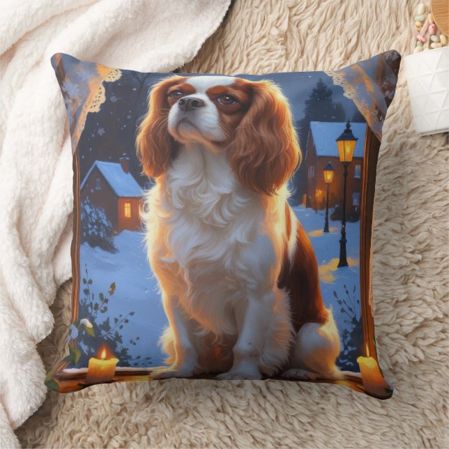 Cavalier King with Christmas Lights Holiday Cushion (Blanket)