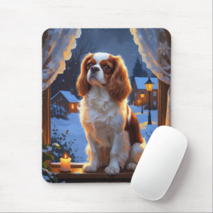 Cavalier King with Christmas Lights Holiday Mouse Mat