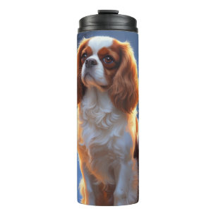 Cavalier King with Christmas Lights Holiday Thermal Tumbler