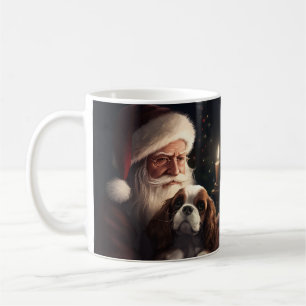 Cavalier King With Santa Claus Festive Christmas Coffee Mug
