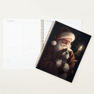 Cavalier King With Santa Claus Festive Christmas Planner