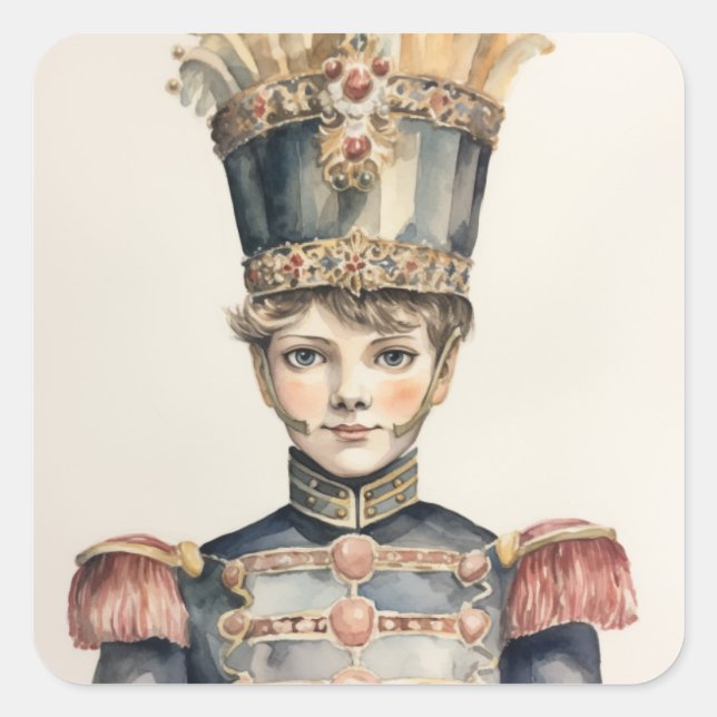 Cavalier, Nutcracker Prince Noble Cavalier in Red Square Sticker (Front)