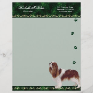 Cavalier Pawprint Veterinarian Letterhead green
