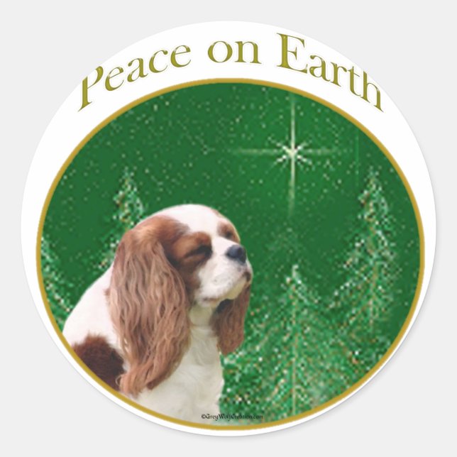 Cavalier Peace on Earth Classic Round Sticker (Front)