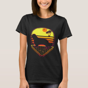 Cavalier Retro Sunset Vintage Funny Dog T-Shirt