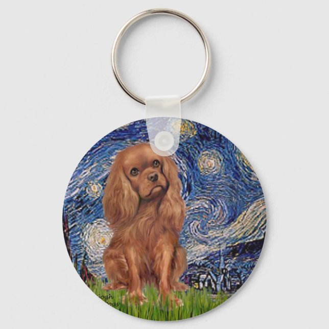 Cavalier (Ruby7) - Starry Night Key Ring (Front)
