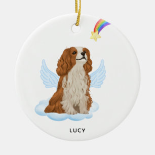 Cavalier Spaniel Angel Personalised Dog Memorial Ceramic Tree Decoration