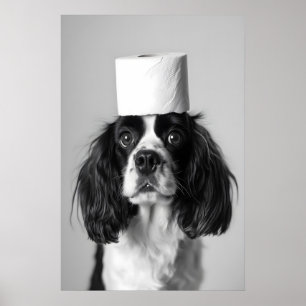 Cavalier Spaniel Bathroom Print, Funny Dog Toilet Poster