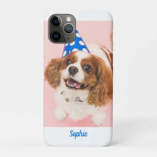 Cavalier Spaniel Dog or Your Photo, Blue Name iPhone 11 Pro Case